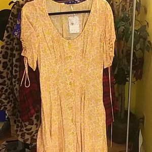 Yellow floral summer dress